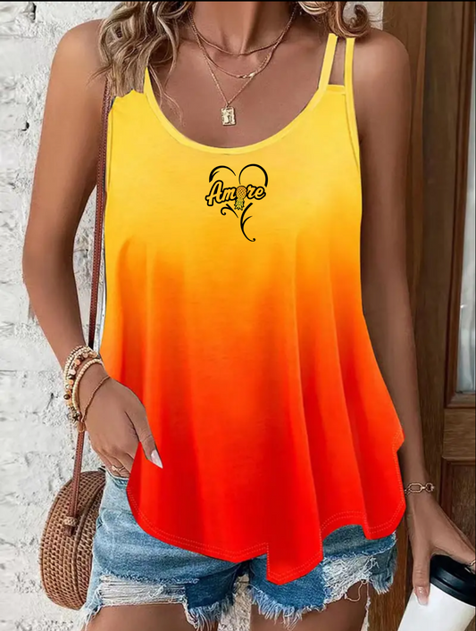 Amore Heart Ladies Flowey Tank Top