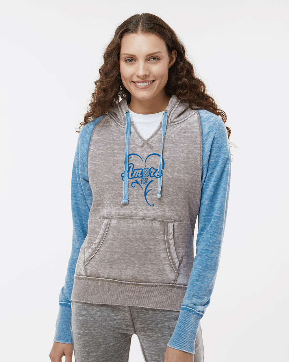 Amore Heart - Women's Zen Fleece Raglan Hooded Sweatshirt