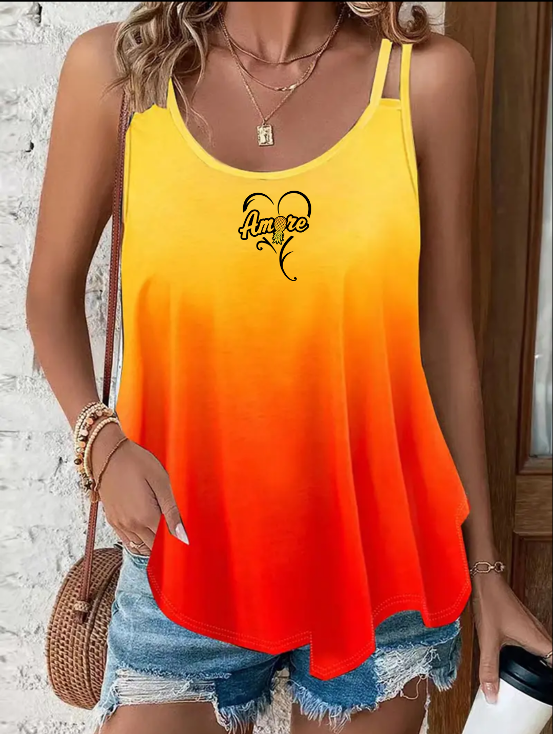 Amore Heart Ladies Flowey Tank Top